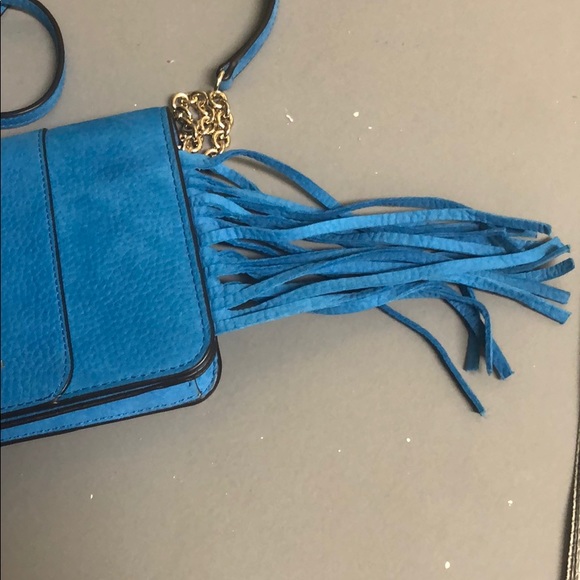 Authentic BRAND NEW Henri Bendel Blue Fringe Crossbody - Picture 3 of 15